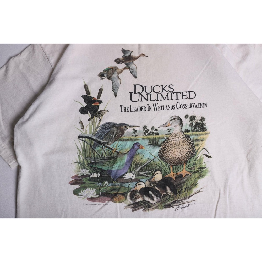 Vintage Ducks Unlimited Jerzees T-Shirt XL Cream Nature Graphic Tee K.D. Cundiff - Picture 2 of 7